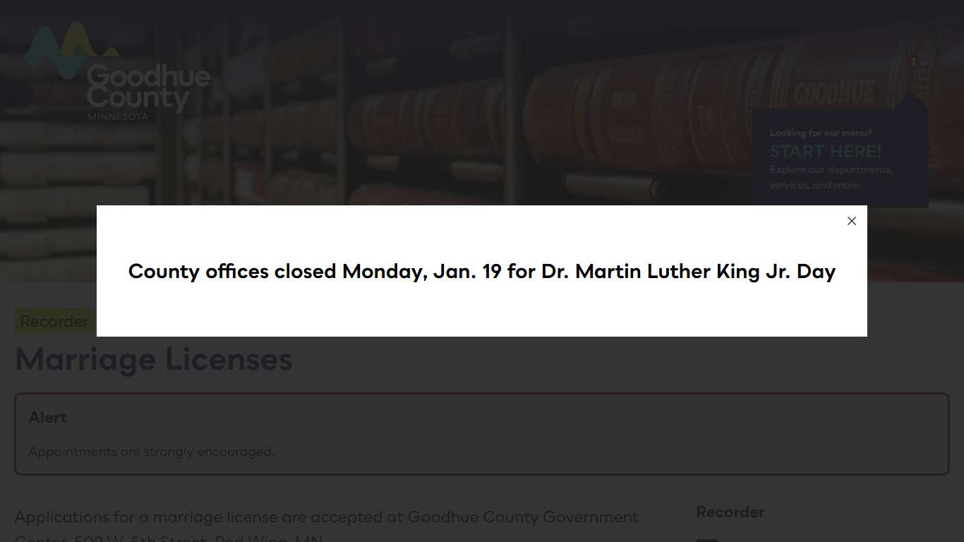 Marriage Licenses - Recorder - Goodhue County, Minnesota