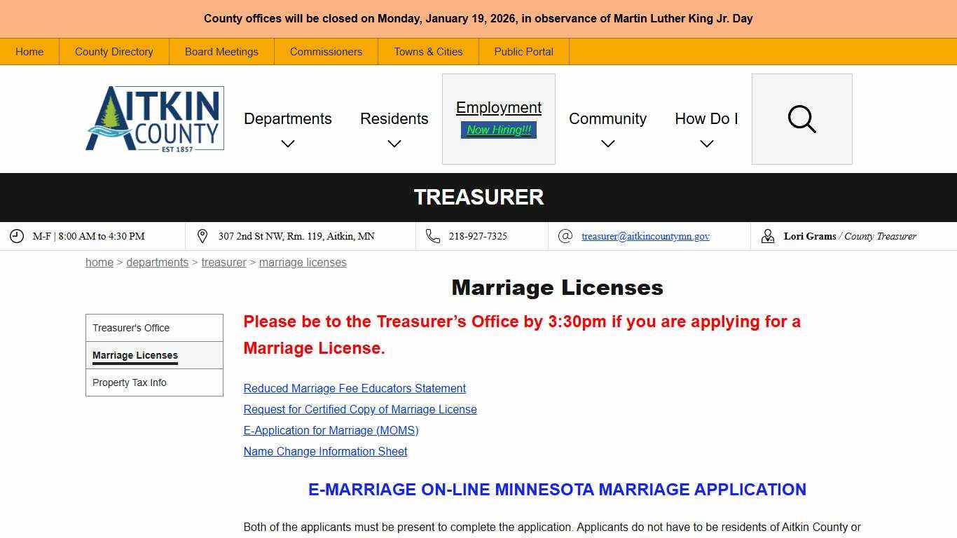 Marriage Licenses | Aitkin County, MN