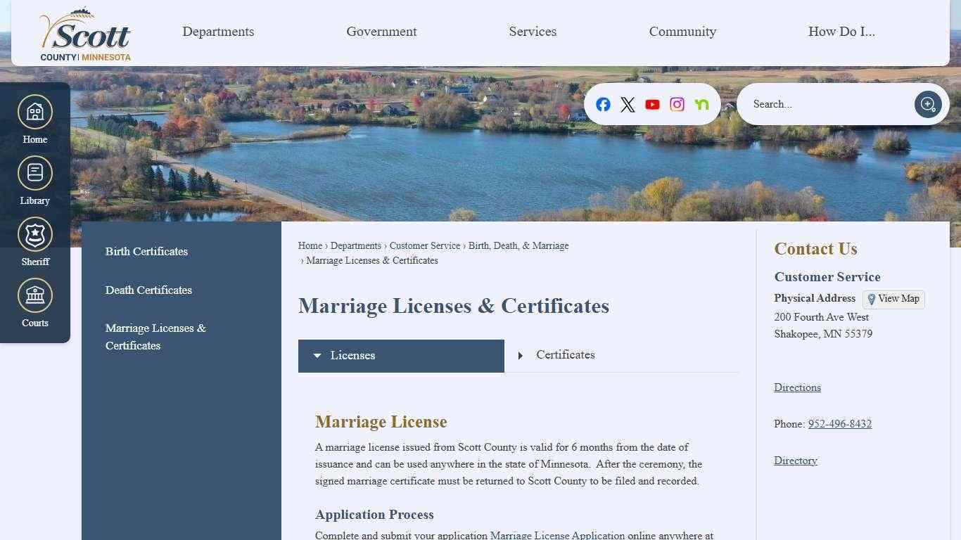 Marriage Licenses & Certificates | Scott County, MN